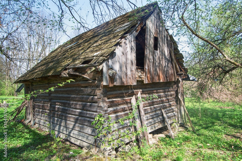 Old crumbling barn and hayloft. Old crumbling barn and hayloft.