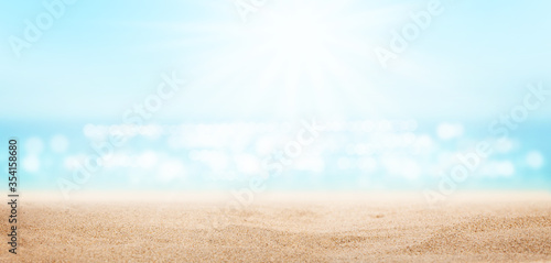 Fototapeta Naklejka Na Ścianę i Meble -  Summer tropical sea with sparkling waves, sand and blue sunny sky