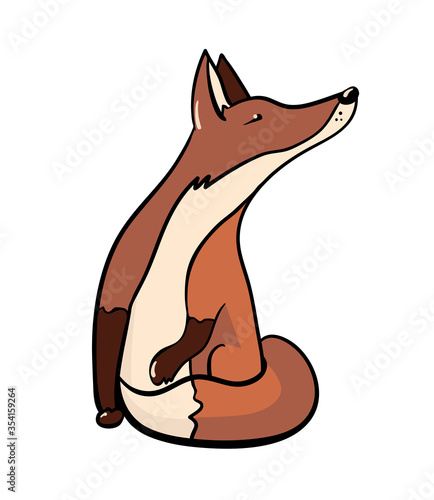 illustration of a sly sitting Fox - cartoon