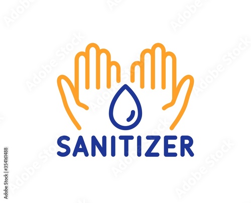 Hand sanitizer line icon. Sanitary cleaning sign. Washing hands symbol. Colorful thin line outline concept. Linear style hand sanitizer icon. Editable stroke. Vector