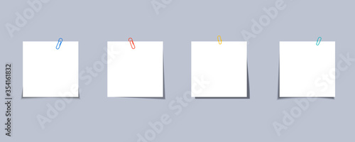 Sticker note with clip. Sticker with paper clip. Memo sticky note with paper clip. Paper clip with note paper