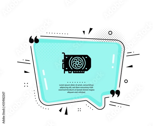 Gpu graphic card icon. Quote speech bubble. Computer component hardware sign. Quotation marks. Classic gpu icon. Vector