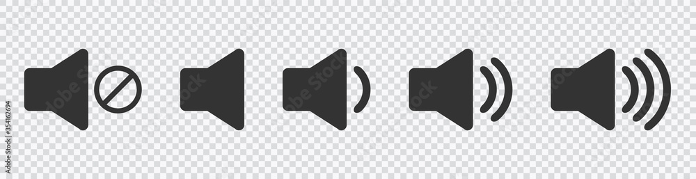 An icon that increases and reduces the sound. Icon showing the mute. A ...