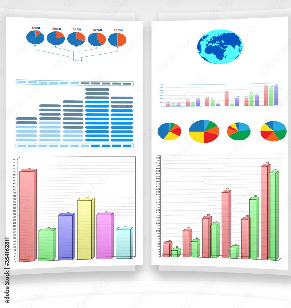 Business charts and infographics - 3d rendering