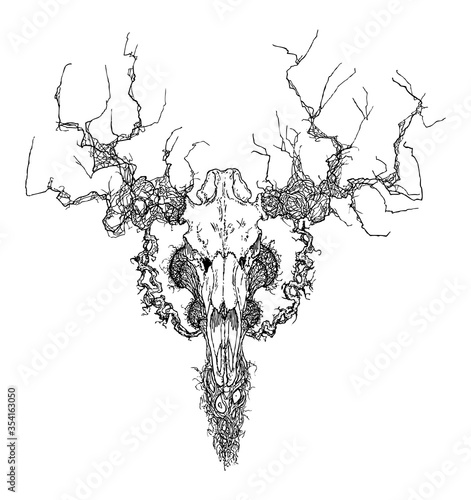Cool moose skull, necromant dotwork print