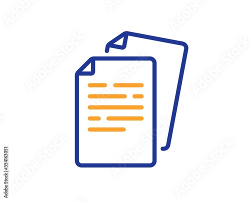 Documents line icon. Doc file page sign. Office note symbol. Colorful thin line outline concept. Linear style documents icon. Editable stroke. Vector