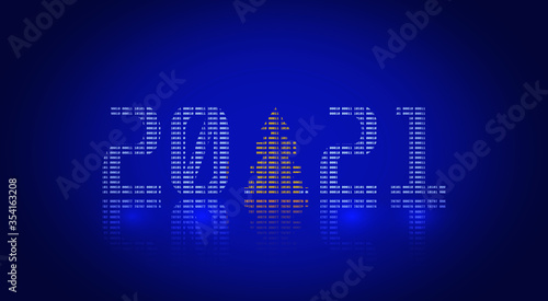 Happy new year 2021. Holiday inscription from numbers. GUI illustration
