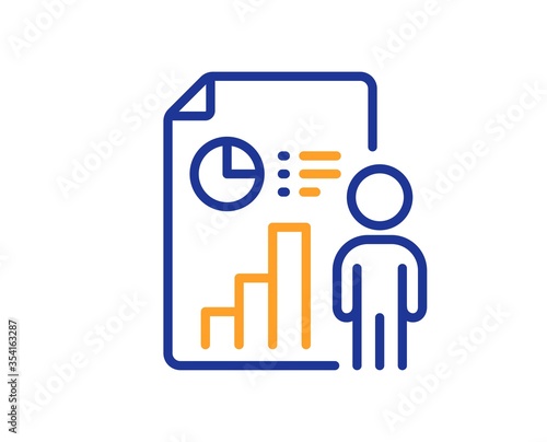 Business report line icon. Employee results sign. Organization statistics symbol. Colorful thin line outline concept. Linear style business report icon. Editable stroke. Vector