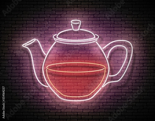 Vintage Glow Signboard with Glass Tea Pot
