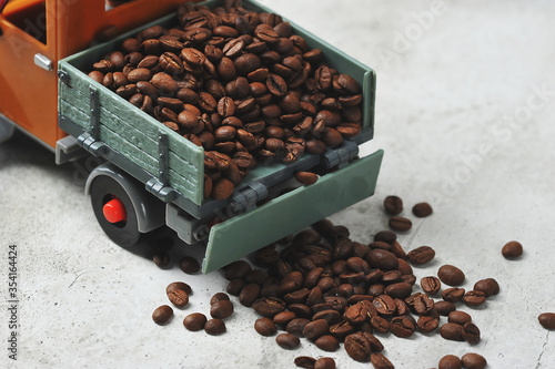 coffee beans in a toy dump truck photo