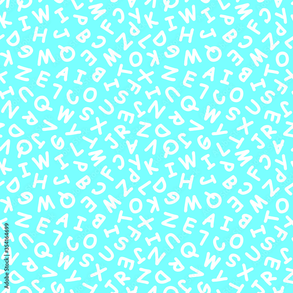 Uppercase English letters seamless pattern. Print on baby fabric, bed. Vector stock illustration eps 10.