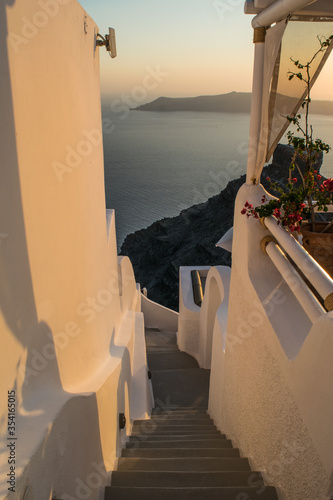 Stairs leading to the bottom of cliffs of Oia