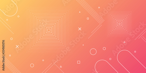Modern abstract background with memphis elements in yellow and orange gradients and retro themed for posters, banners and website landing pages.