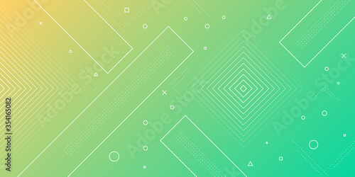 Modern abstract background with memphis elements in yellow and green gradients and retro themed for posters, banners and website landing pages.
