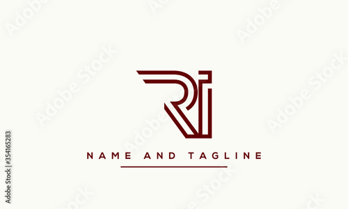 Alphabet letters monogram icon logo RI or IR