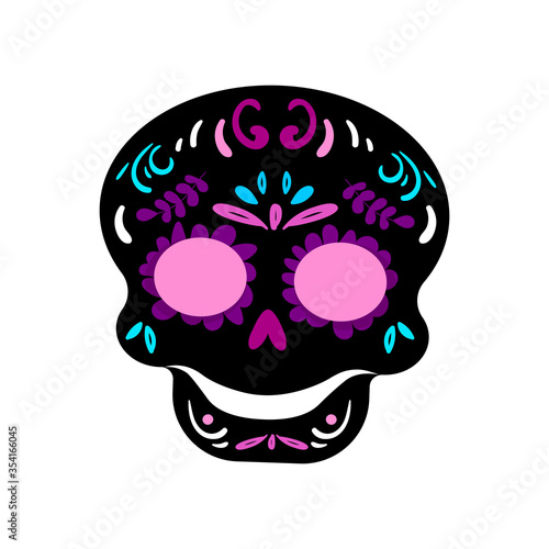Day Of The Dead Skull isolated on white.
