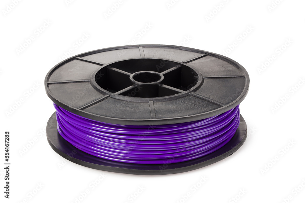 Violet filament 3d printer isolated on white background Violet filament 3d printer isolated on white background