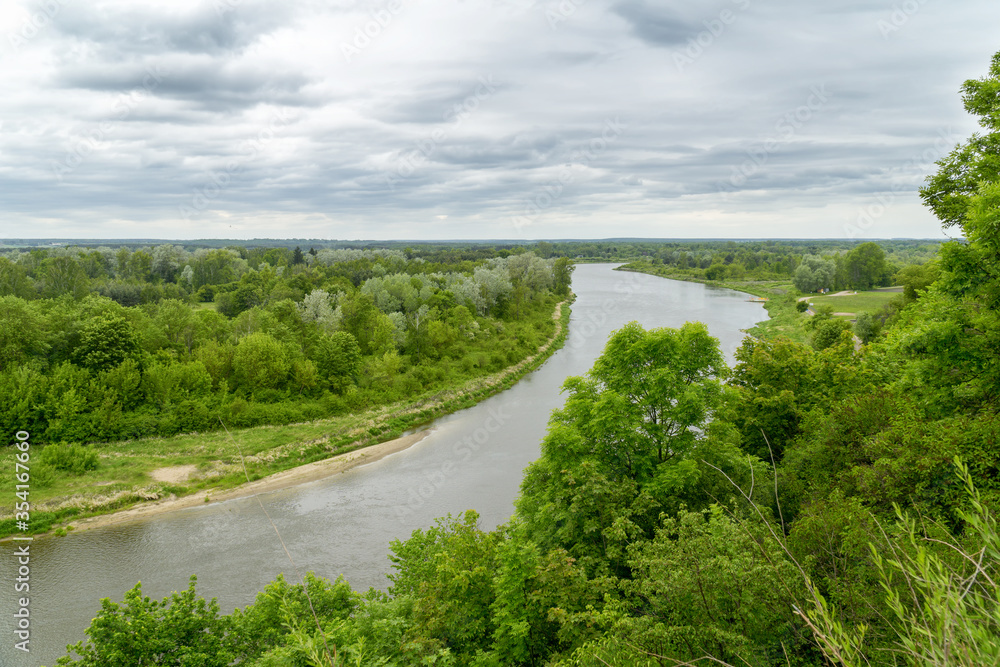 View over Bug River from castle hill in Drohiczyn, Poland, Europe