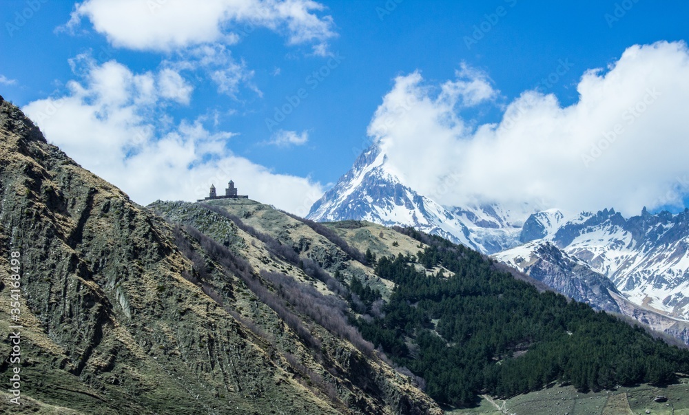 mountain landscape with church
