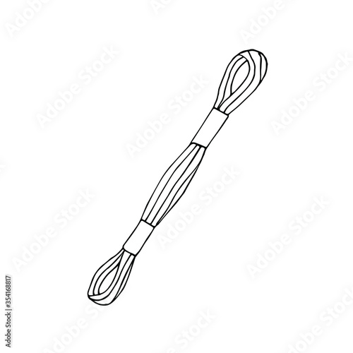 Vector hand drawn sketch doodle embroidery floss threads isolated on white background