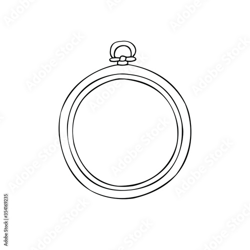 Vector hand drawn doodle sketch embroidery hoop isolated on white background
