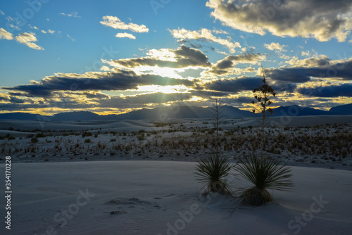 White clouds during sunset over White Sands in New Mexico, USA © Oleg Kovtun