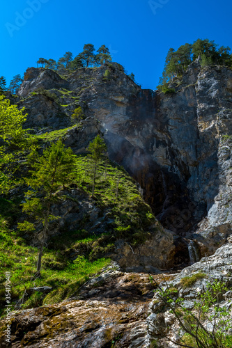 HIgh Waterfall In Ötschergräben In Austria