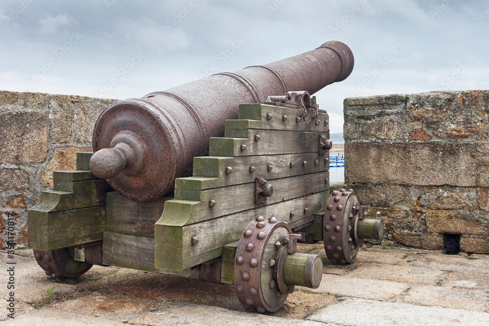 An ancient cannon in a medieval fortress