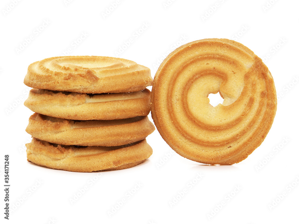 Butter ring cookies isolated on white background Butter ring cookies isolated on white background
