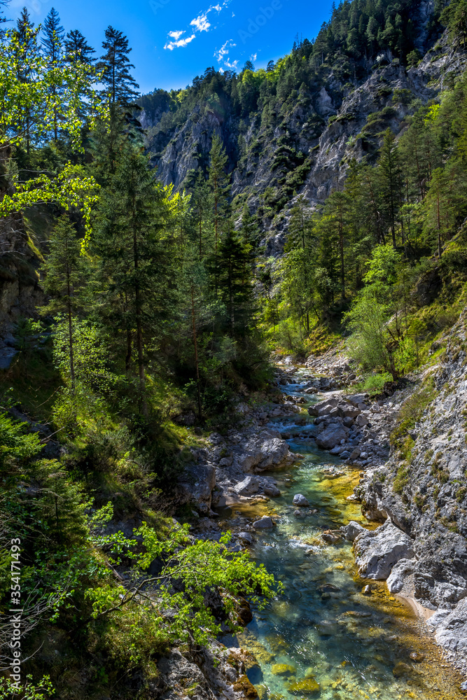 Clear And Wild Mountain River In Green Canyon In Ötschergräben In Austria