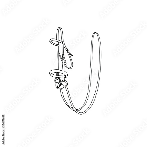 Vector hand drawn doodle sketch equestrian horse bridle isolated on white background