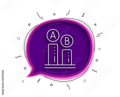 Ab testing line icon. Chat bubble with shadow. Ui test chart sign. Thin line ab testing icon. Vector