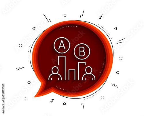 Ab testing line icon. Chat bubble with shadow. Ui test chart sign. Thin line ab testing icon. Vector