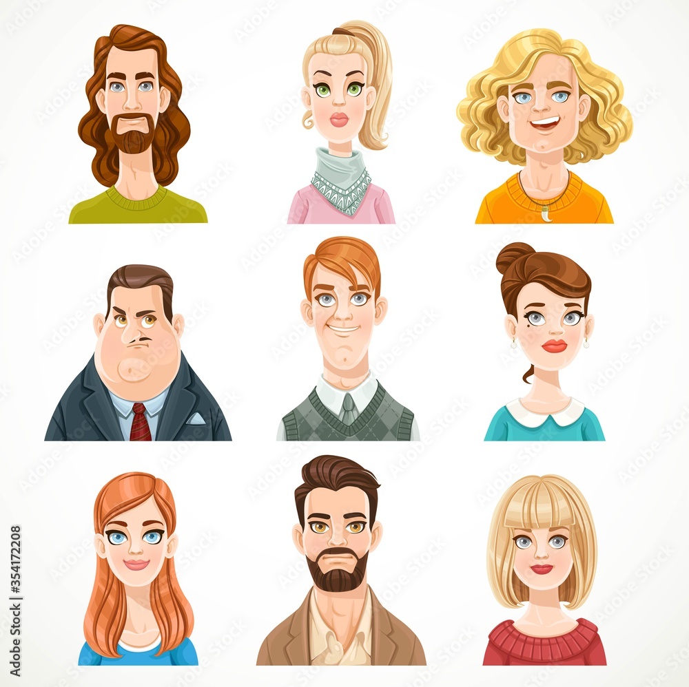 Set of portraits of avatars of men and women isolated on a white background Set of portraits of avatars of men and women isolated on a white background