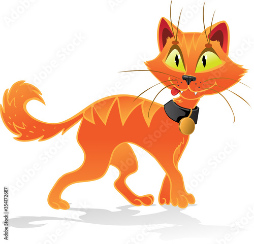 Pumpkin-orange Halloween cat isolated on a white background