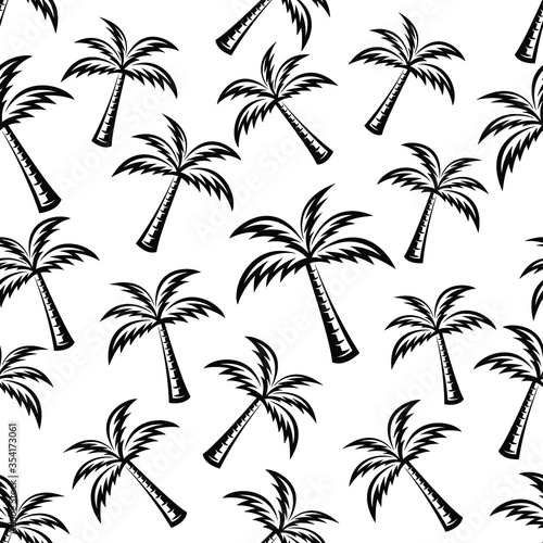 pattern seamless of palm tree in style vintage  retro  engraved. - vector illustrations