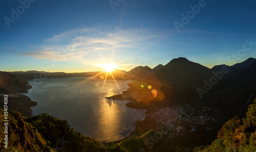 Sunrise Landscape at Mayan Nose, an aerial view of the sunrise on Lake Atitlán
