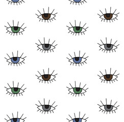 Fototapete Augenmuster Skizzierte Augen in Bunten Farben  © Sweta