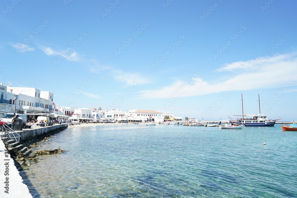 port of mykonos in greece
