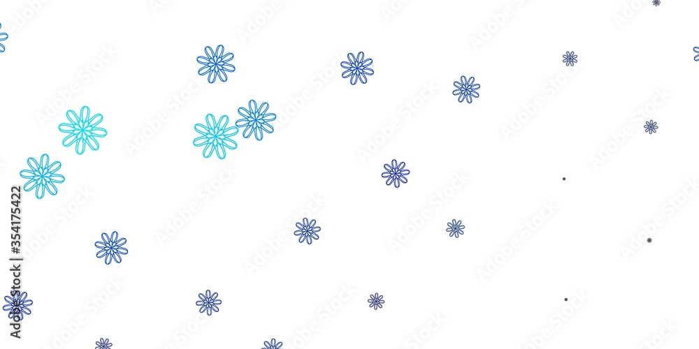 Light BLUE vector doodle texture with flowers. Light BLUE vector doodle texture with flowers.