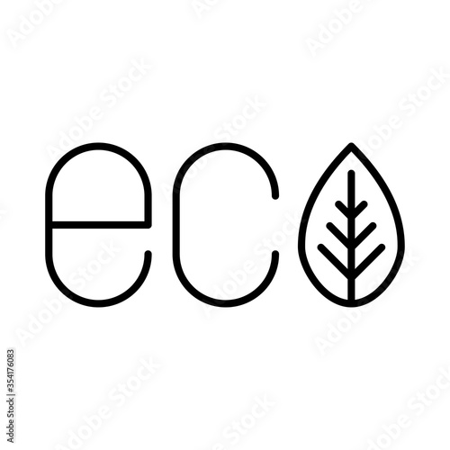 Logotipo palabra eco con hoja en color negro