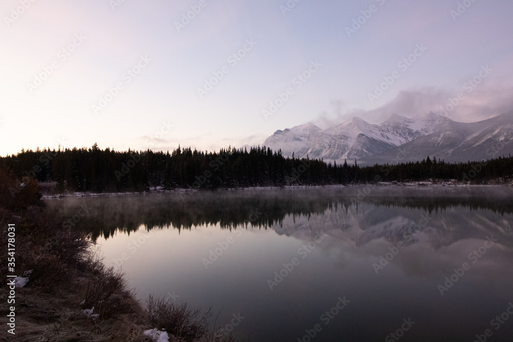 Misty Mountain Reflected Off the Glassy Lake