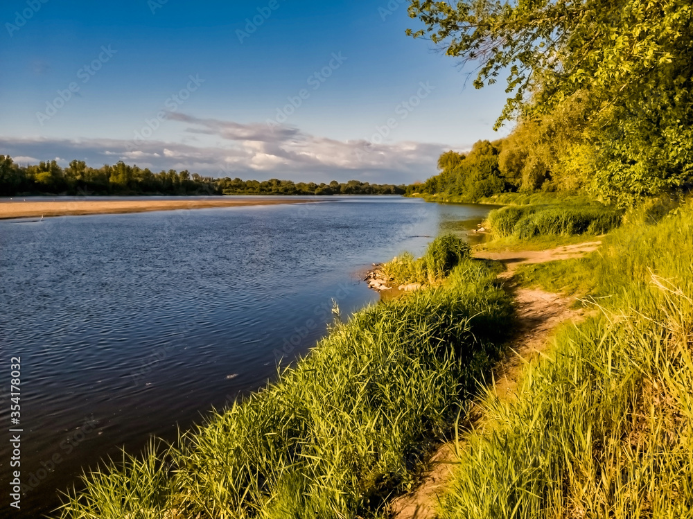 Footpath along Vistula river, vicinity of Warsaw, Poland