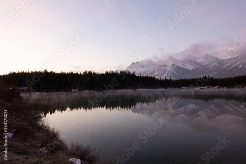 Misty Mountain Reflected Off the Glassy Lake
