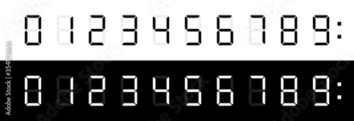 Digital clock numbers. Vector isolated elements. Digital calculator number set.