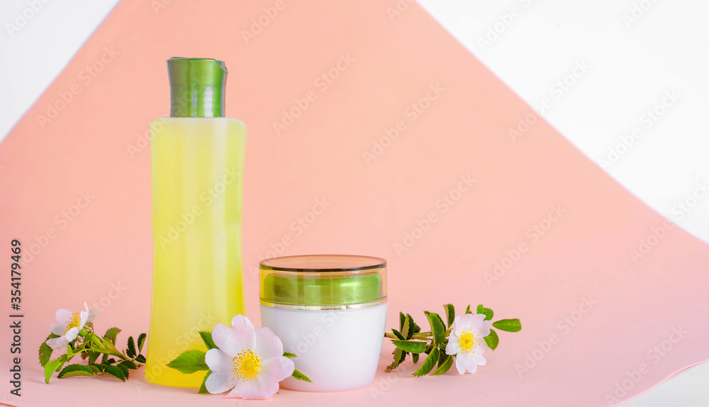 Cosmetic cream in a stylish jar.Natural cosmetics Cosmetic cream in a stylish jar.Natural cosmetics