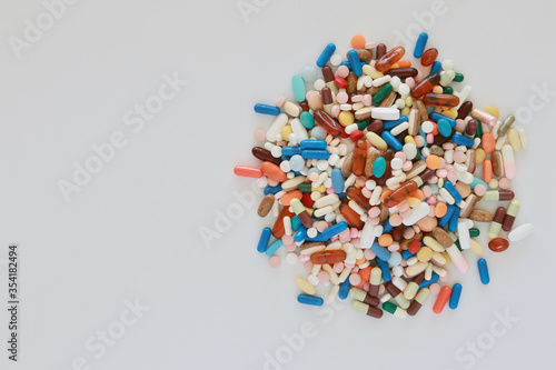 A bunch of medicines isolated over white background