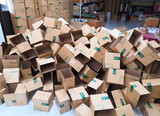 
A group of boxes in the warehouse