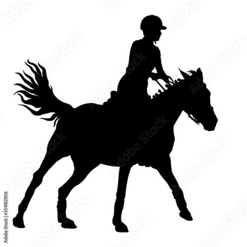 equestrian competitions, show jumping, women riders on horses, vector isolated images on a white background