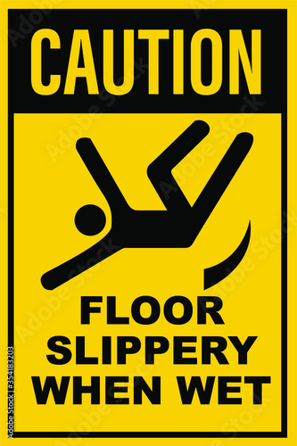 Floor slippery when wet caution sign